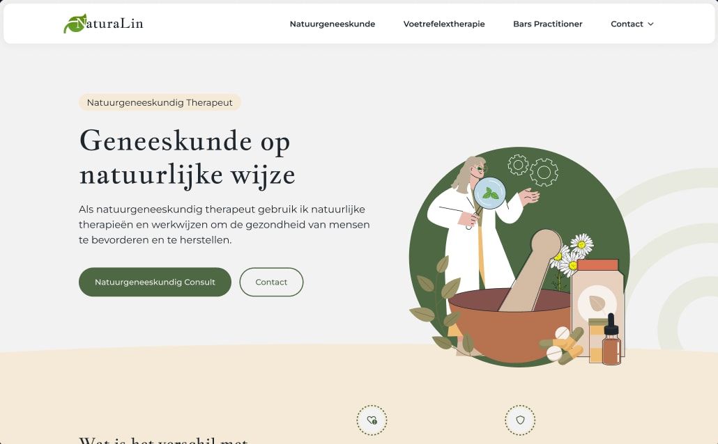 Screenshot van de website van NaturaLin